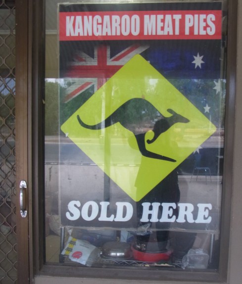 . . . this sign next door. Anyone for a meat pie? No, thanks, not this morning. We stick with coffee and cake for now.