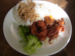 Our friends had spring rolls and a rice dish. 