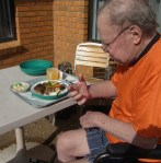 David was allowed to have his lunch outside. But he hardly touched it.