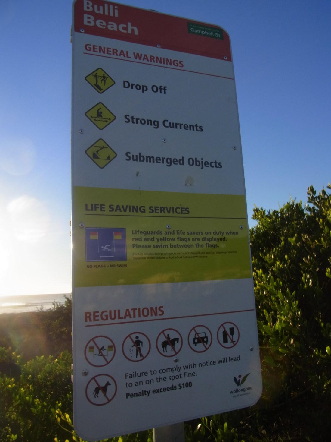 Next morning we went for a walk along the footpath near the beach and saw this sign.