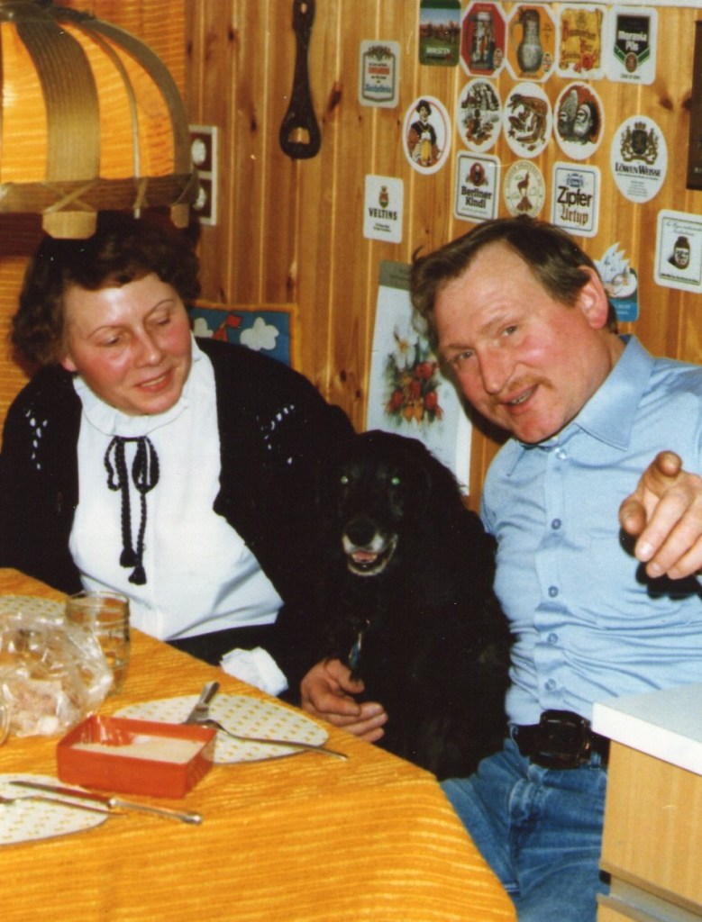 Eva and Harald with their dog Blinki in early 1983.