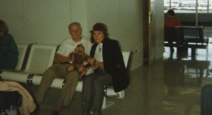 Waiting for our flight at the airport. Caroline took this picture. This hat I wear was still pretty new then. I still have it and wear it sometimes!