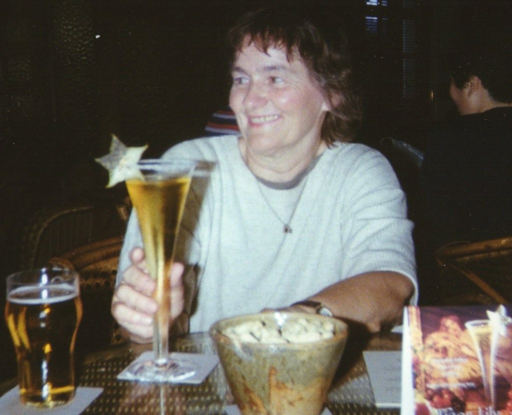 Peter did not get me a Singapore sling which was outrageously expensive. None the less I was quite happy with this drink that he got me.