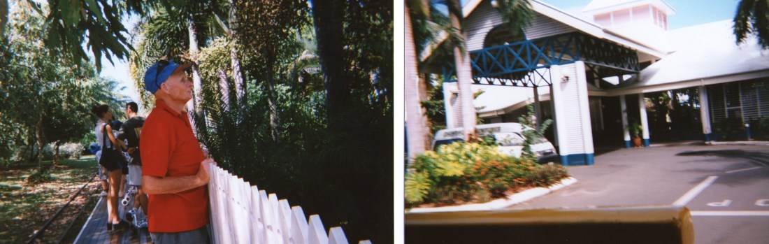 In front of the entrance to our resort in Port Douglas was a stop for a cute tourist train. This train took us all the way into town.