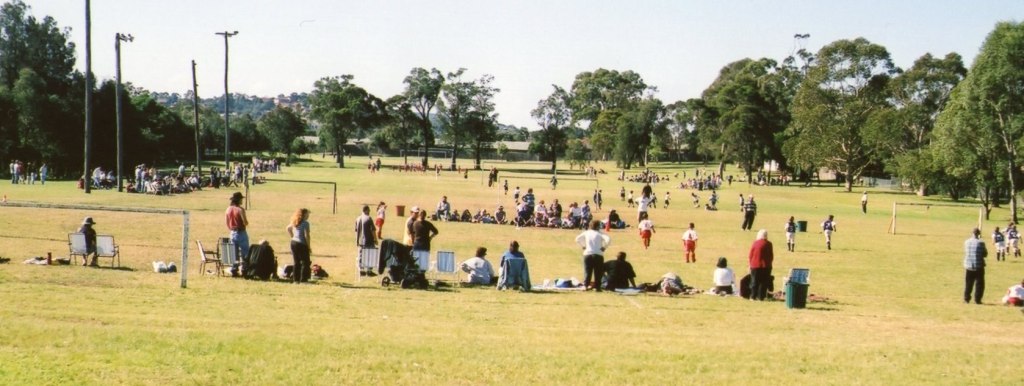This is a picture from probably around 2OOO  on a day when some kids played soccer at Lakelands Park. A lot of kids still play soccer there during the winter season.
