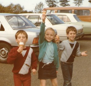 Caroline and the Twins love their ice-cream.