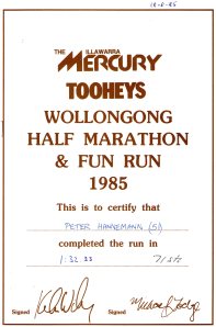 On the 18th August 1985 Peter was in this HALF MARATHON, also Martin.