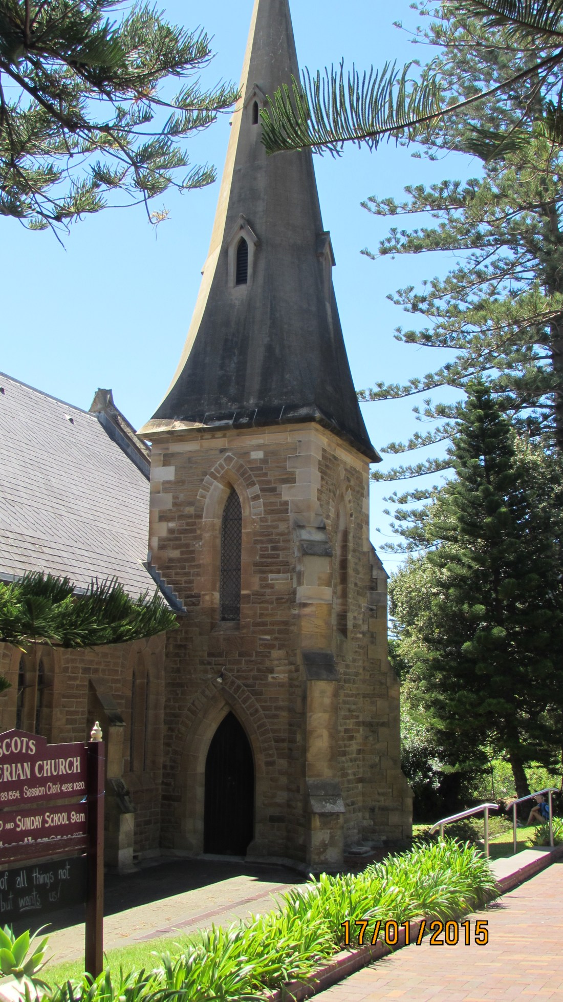 We had found a parking spot in Kiama near this church.