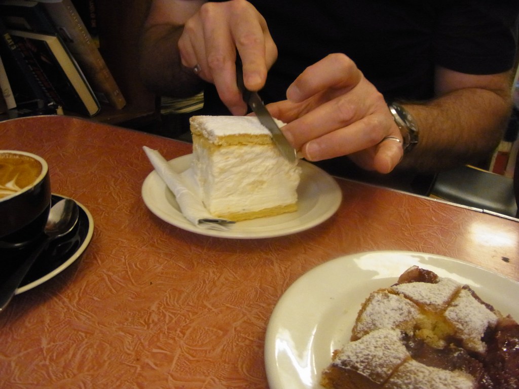 M asked for a knife for cutting all five pieces into smaller pieces!