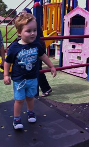 There is a lot to explore for Lucas on this playground!