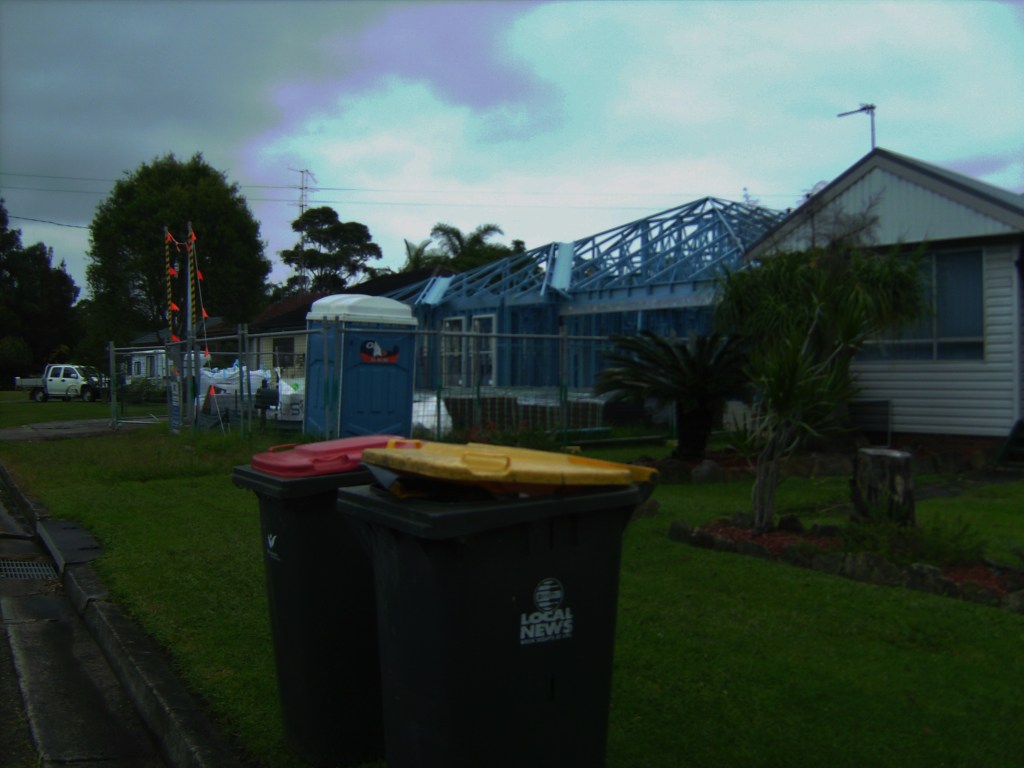 Today,Friday, the bins are out for rubbish collection.