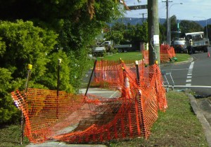 Still a busy street with water improvement works.