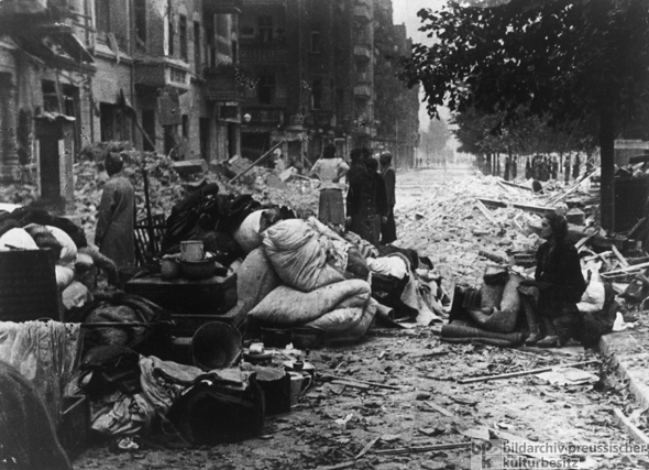 Bombedout people in the streets of Berlin 1945