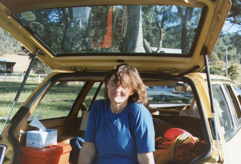 Uta relaxes in Kangaroo Valley on the 31st May 1987.