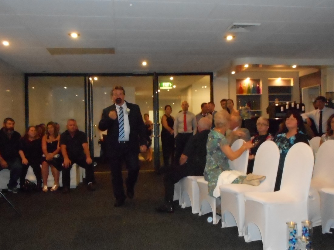 Mark comes in. Does it mean the wedding-car has arrived?