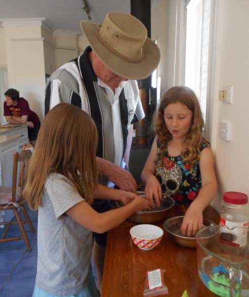 Our son Martin with his two granddaughters.