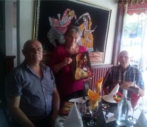 Martin, Uta and Peter at an Indian Restaurant on New Year's Eve 2015,
