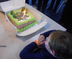 Lucas loves his Cake.